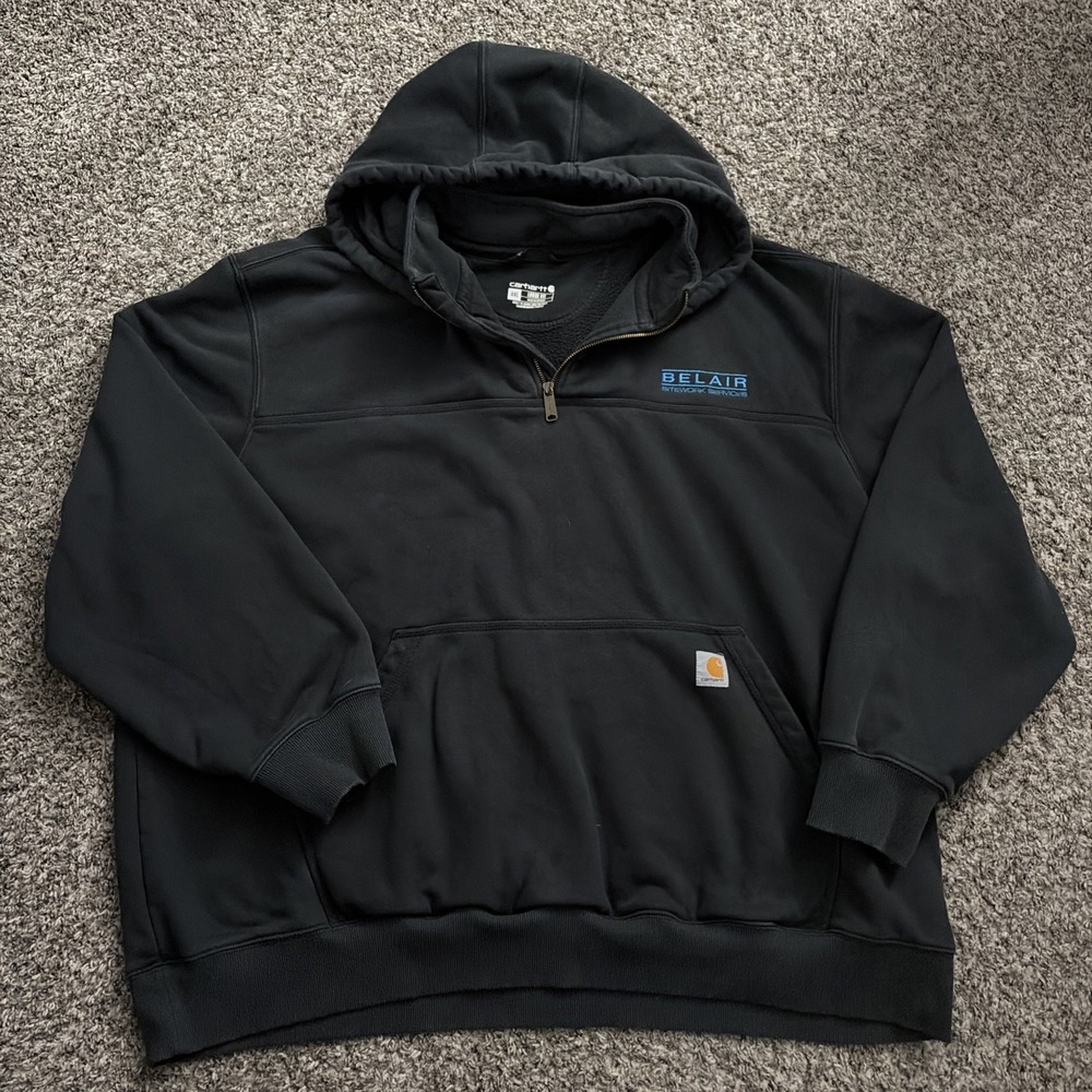 Carhartt Paxton 1/4 Zip Sweatshirt 4XL Black Belair Company Logo
